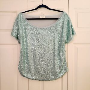 Beautiful Joyfolie Parisha Sequin Top In Seaglass Size Medium